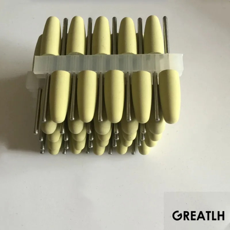 

50pcs Dental SILICONE Rubber polishers Diamond polishing Burs 2.35mm Yellow