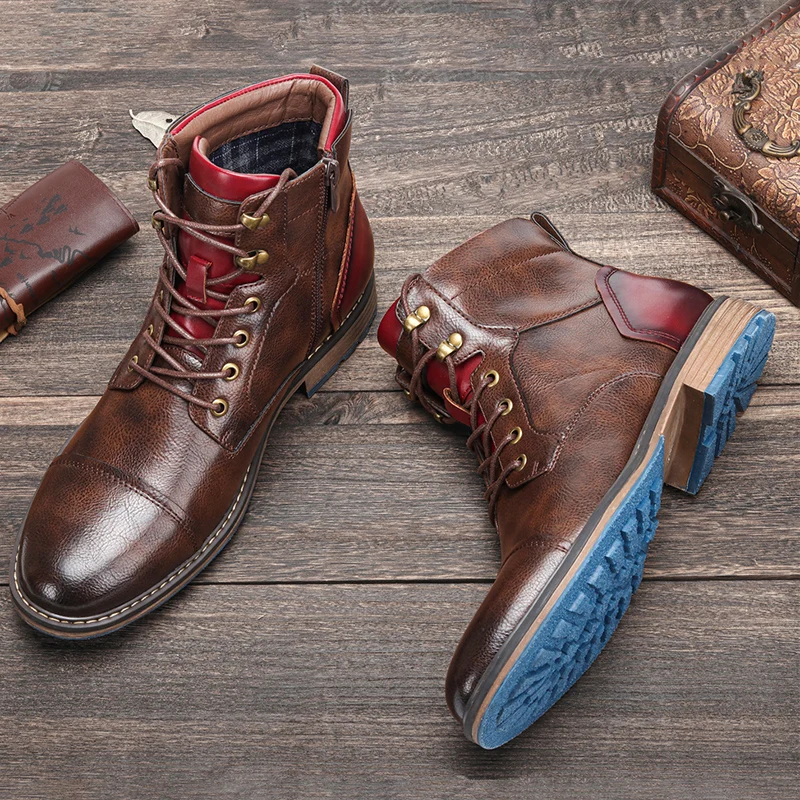 Wootten-Botas de estilo británico para hombre, zapatos masculinos de marca, calzado de estilo británico Royal, de estilo vaquero Retro, disponible en talla 8-12, # AL605C2