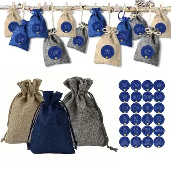 

24Pcs Advent Christmas Calendars Filling Candy Bag with Number German Stickers PXPC