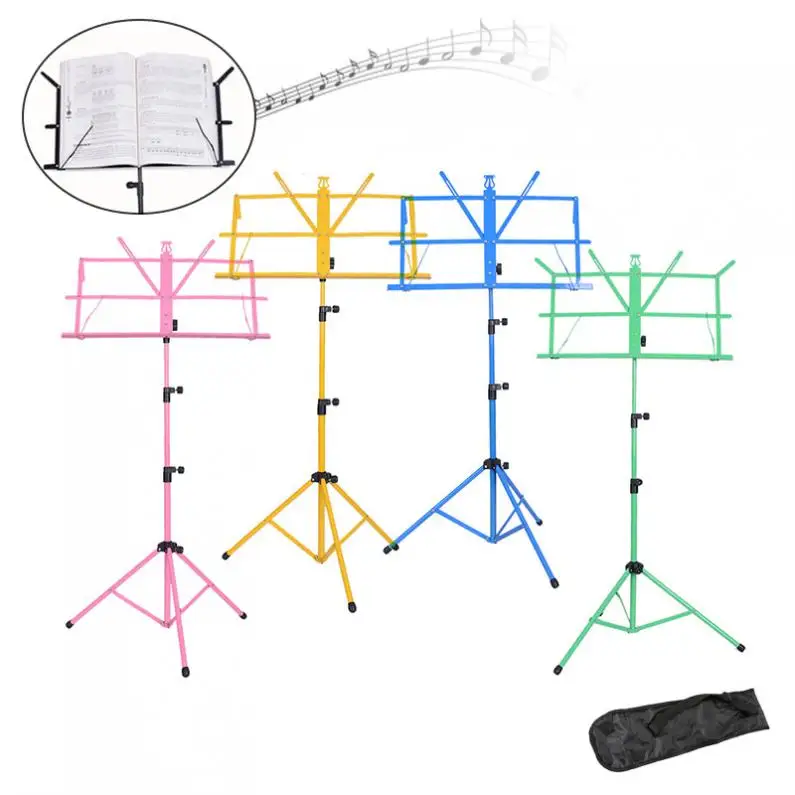 

Colourful Folding Lightweight Music Stand Aluminum Alloy Tripod Stand Holder Height Adjustable with Carrying Bag Music stand