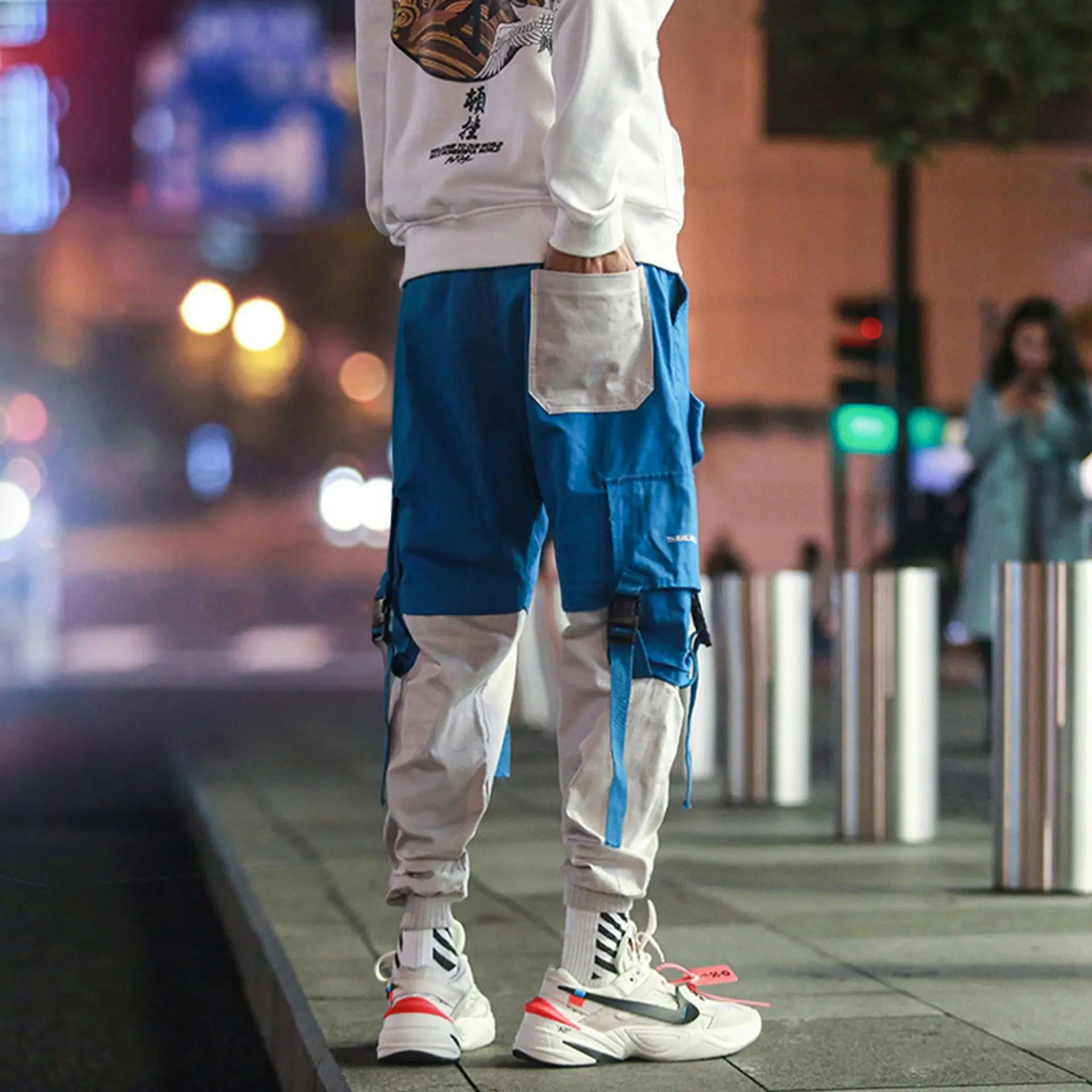 

Japanese Streetwear Patchwork Joggers Pants 2019 Mens Hip Hop Color Black Cargo Pants Male Blue Fashions Sweaptpants