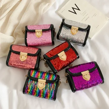 

Children's Leather Handbags Tote 2020 New Kids Sequins Coin Wallet Bag Pouch Box Baby Girl Princess Party Purse Bags For Girl