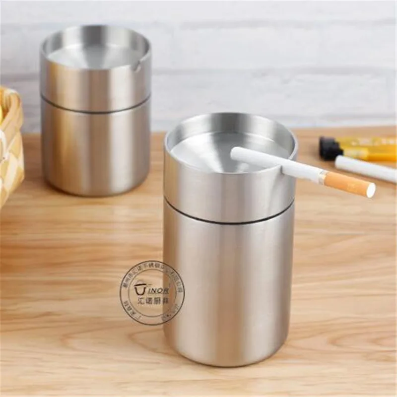 Detachable Stainless Steel Ashtray Creative With Lid Windproof Car Ashtray Fashion Business Gift Boyfriend Home Decoration stainless steel ashtray