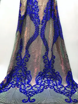 

French lace with sequins decorated high quality embroidery tulle mesh lace fabrics for Nigerian wedding dress 5 yards/lot