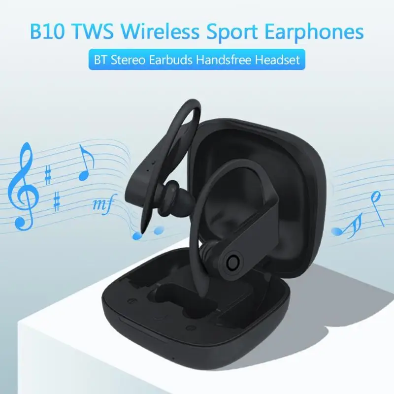 B10 TWS Wireless Headset Bluetooth 5.0 Noise Reduction High-End Loudspeaker Stereo Earbuds Earphones with Ear Hook