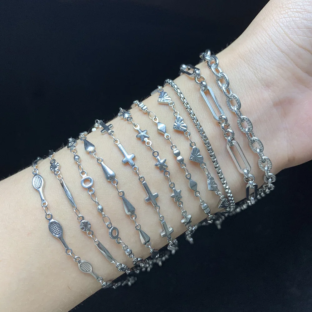 USENSET 11 Styles Charm Bracelet Necklace Women Jewelry Stainless Steel Rope Chains Stars Bangles Never Rub Off Bracelets Gifts bracelet jewelry
