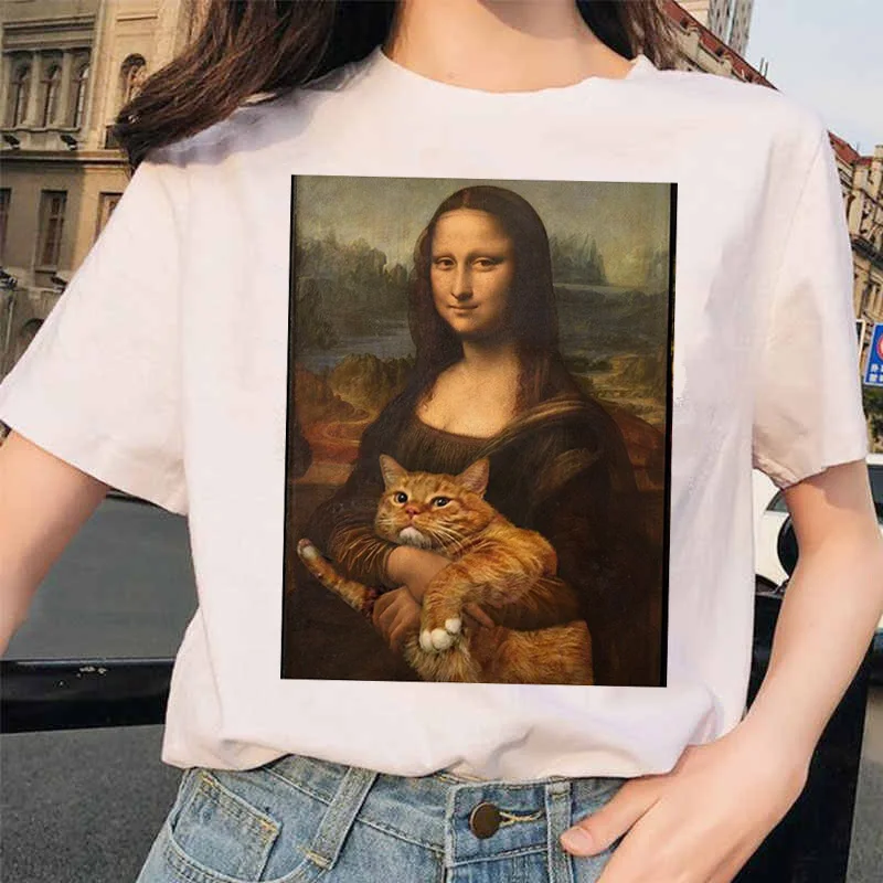 Mona Lisa футболка хип хоп 90S Повседневная футболка с коротким рукавом Одежда уличная Harajuku стиль футболки женские футболки забавные женские - Цвет: 4589