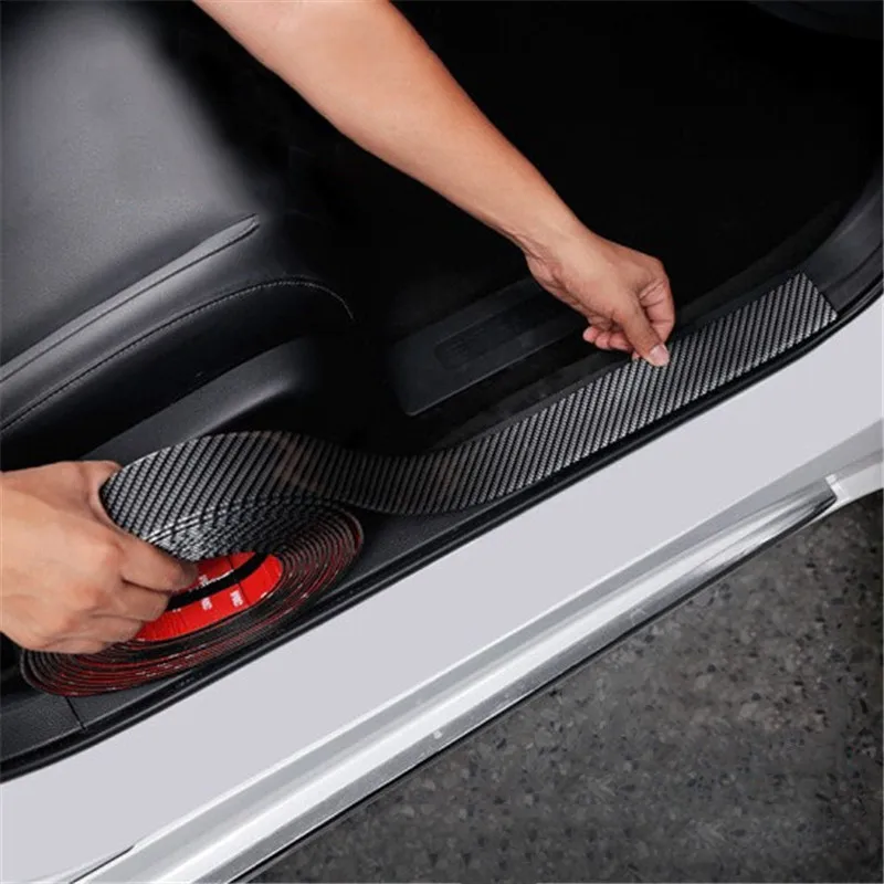 

Car Styling Universal 5D Carbon Fiber Rubber Car Door Sill Protector Stickers for Mini Cooper Volkswagen VW Polo Passat B6 Golf