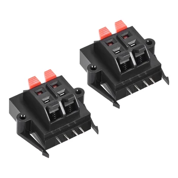 

uxcell 2Pcs 4 Way Speaker Terminal Clip Push Release Audio Cable Terminal Strip WP4-11