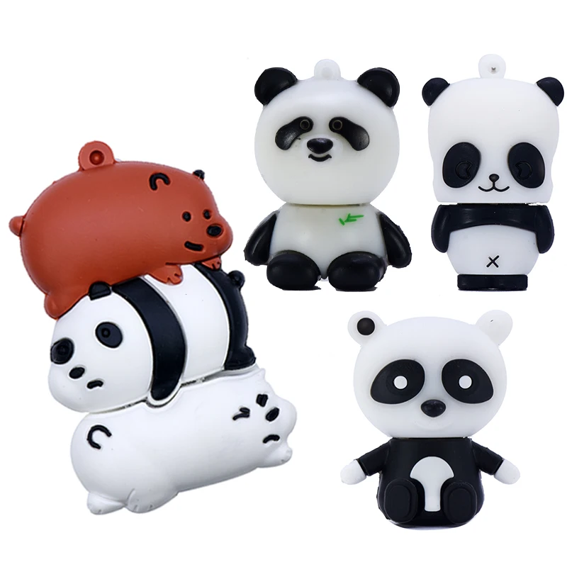 Panda pendrive 128 ГБ 256 мультфильм usb флэш накопитель 64 32 16 8 4 Флэшка памяти животных
