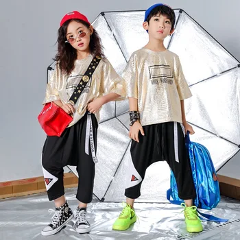 

Fashion Hip Hop Dance Costume Jazz Dancing Rave Clothes Children Loose Street Dance Practice Wear Performance Clothing DC4347