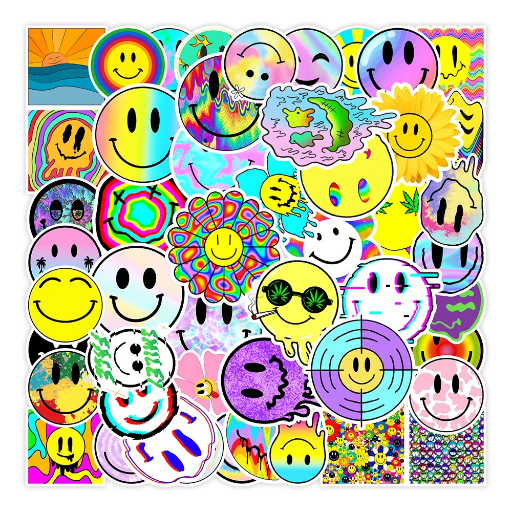 25/50/100Pieces of Smile Graffiti Doodle Stickers Decorated Laptop Skateboard Helmet Waterproof UU Cute Gift