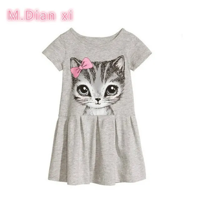 F04-gray Детские платья для девочек; Новинка года; модный свитер; хлопковая рубашка с цветочным принтом; короткая летняя футболка; жилет; пляжное праздничное платье Maotou - Цвет: F04-gray