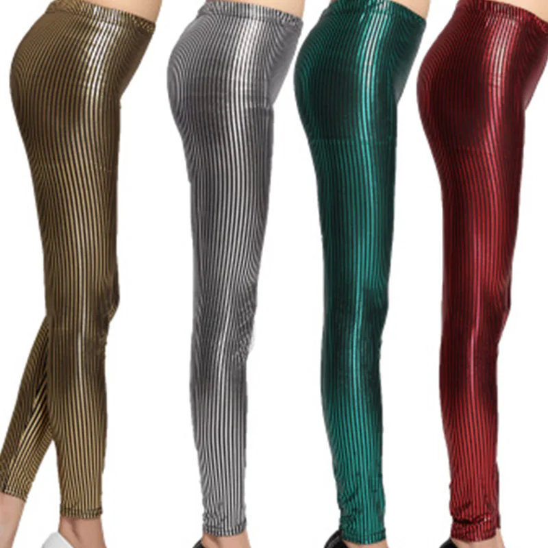 

2019 autumn new wear and fertilizer to increase leggings thin section was thin large size ladies striped hot pantsfitness pant
