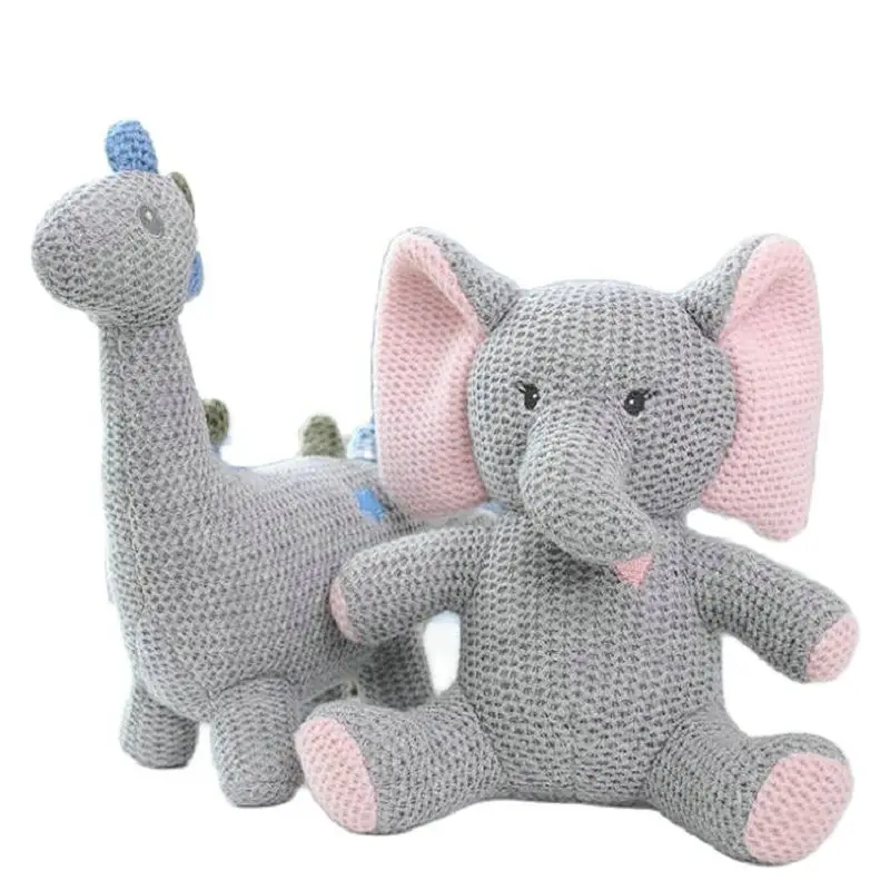 Nordic style Ins hot Knitted Unicorns elephant Bunny Dinosaur Stuffed Toy Toy Safety Bite Baby toys infant Sleeping Appease Doll понч с вишневой начинкой bite