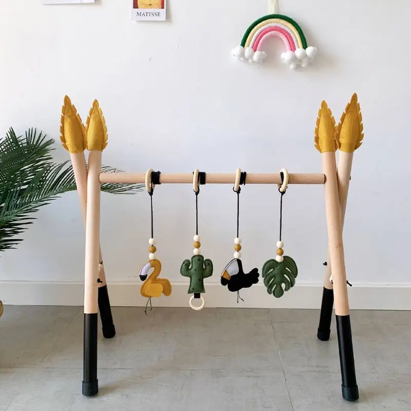 Rack Wooden-Frame Ring-Pull Play Baby Gym Infant-Room Nordic-Style Kids Room-Decor Toy