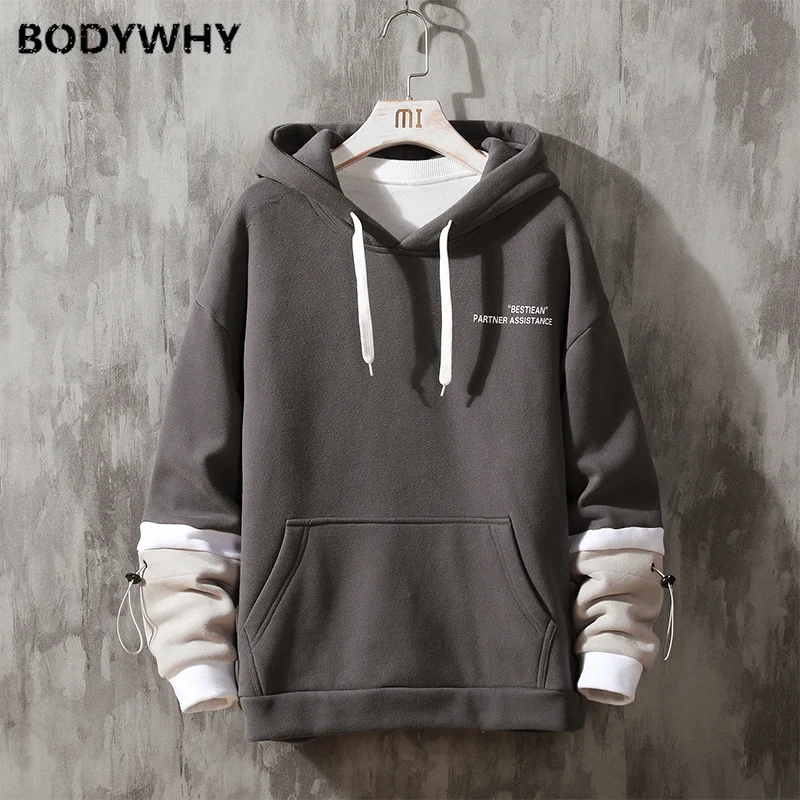 Men Letter Hoodies Hooded Tops Sweatshirt Tracksuit Long Sleeve Sportswear Coat Pullovers Loose Solid Color Fashion Casual New