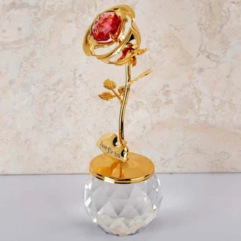 

Plating 24K Crystal Rose Gold Rose Crystal Base Glass Dome Decoration Best Gift For Mother's Day Valentines Day Gift