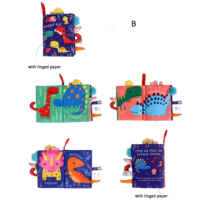 0-36M Baby Early Learning Toy Tail Cloth Book Parent-child Interactive Sound Paper Puzzle Soft Cloth Book Rattle for Newborns 2