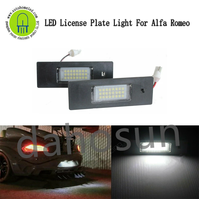 Dahosun – Plaque D'Immatriculation Led Blanche, Feu Arrière Compatible Avec Alfa Romeo 147 T7 T8 156 Brera Coupe Fiat Pt Pu Marée, 2 Pièces