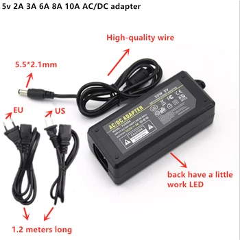 

AC DC Adapter DC 5v 2A 3A 6A 8A 10A 5.5*2.1 AC 110-220V Converter Adapter Charger Power Supply EU Plug US plug Black Wholesale