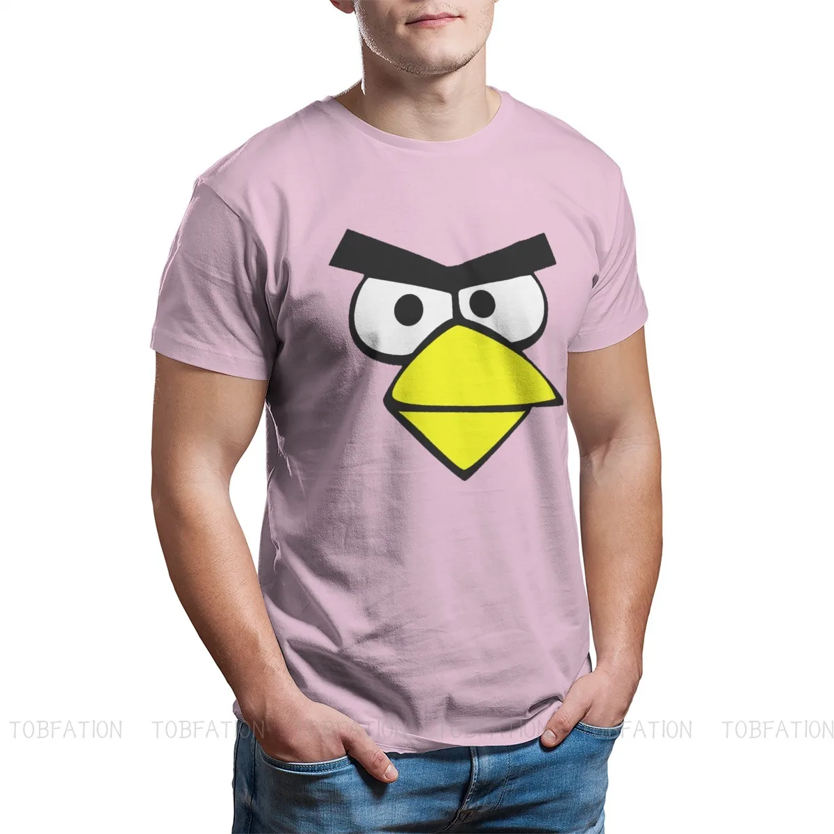 Angry-Bird Mens Classic T-Shirt with Washed Denim Baseball Hat Black