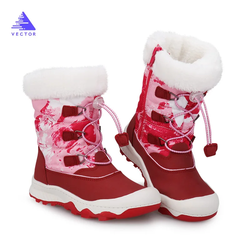Лыжные ботинки для мальчиков; Теплая обувь из толстой шерсти и хлопка; Новинка года; детские ботинки; модная повседневная обувь; Зимние Повседневные кроссовки для девочек - Цвет: Розовый