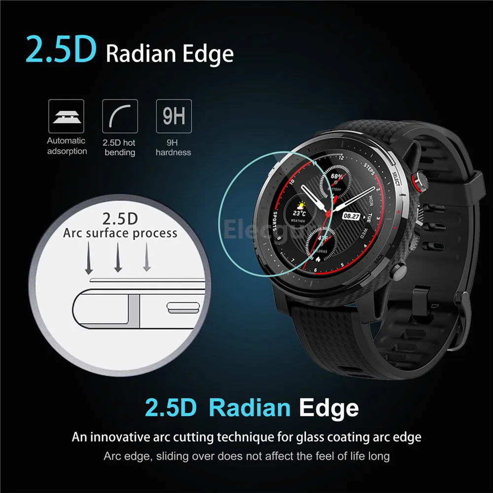 3 Pack for Amazfit Stratos 3 GPS Smart Watch Tempered Glass Screen Protector 9H 2.5D Scratch Proof  - 4000282902147