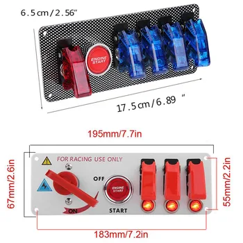 

12V/20A Auto Racing Car Ignition Switch Panel 5 LED Combination Ignition Switch Engine Start Push Button Carbon Fiber Toggle