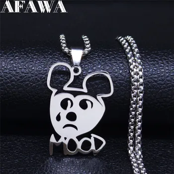 

AFAWA Sad mood Silver Color Stainless Steel Chain Necklace for Women Silver Color Necklaces Jewelry collares N4204S03