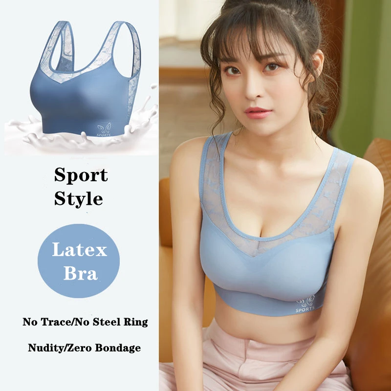 

Sports Seamless Latex Bras For Women No Rims Push Up Bra Sexy Beautiful Back Gathers Bralette Breathable Lace Brassiere Lingerie