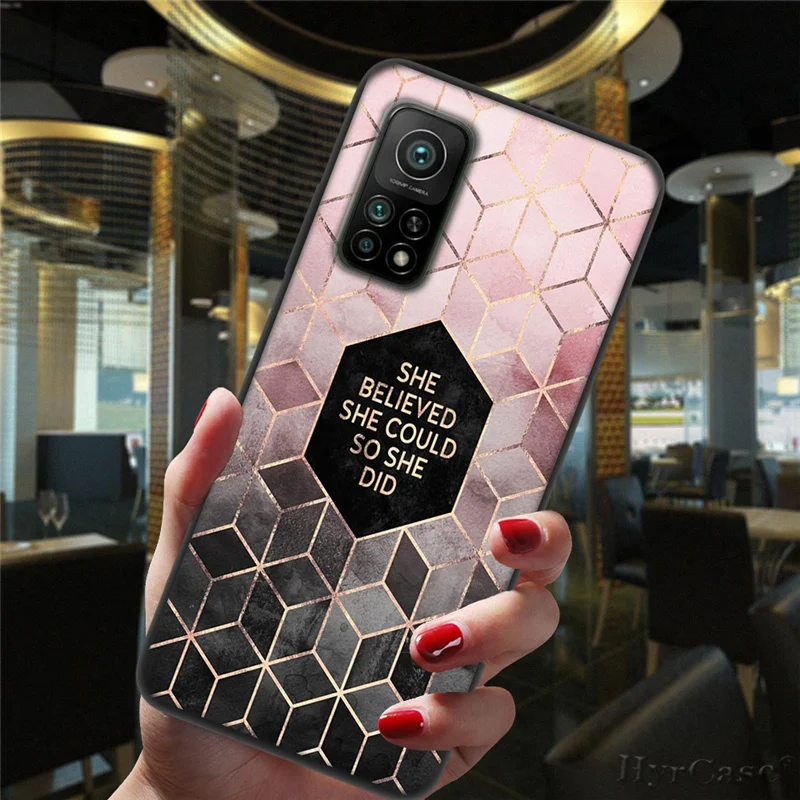 Marble Geometric Art Black Phone Case For Xiaomi Mi 10T Lite 10 Ultra Redmi Note 9S 7 8 9 Note9 Pro 8T Silicone Back Cover xiaomi leather case cosmos blue Cases For Xiaomi