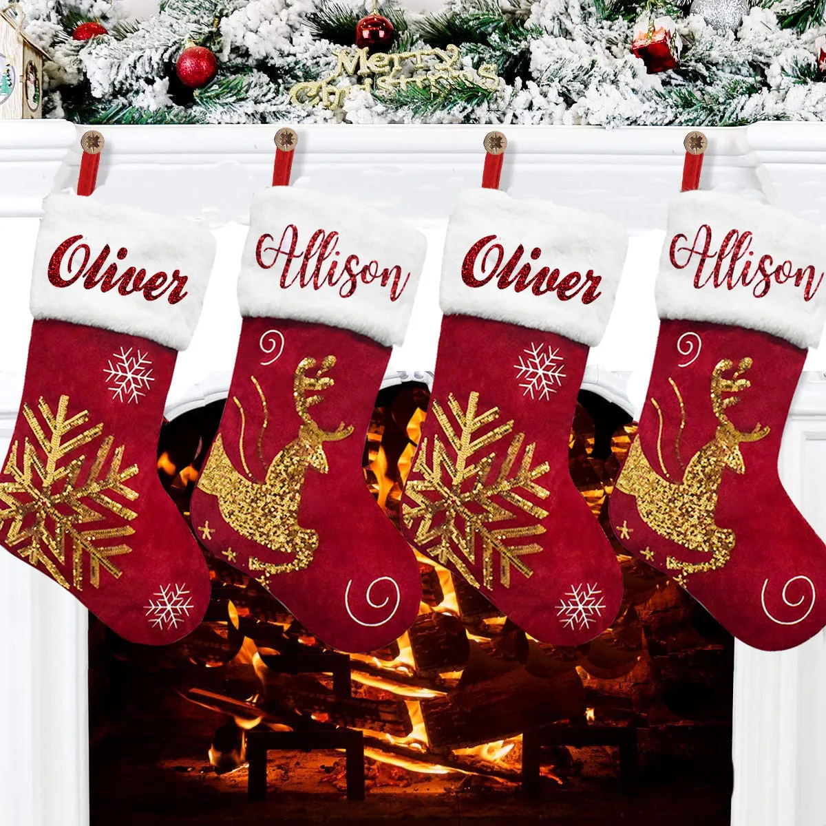 Personalised Christmas Stocking Santa Sack Christmas Eve Bag First Gift Stocking Holiday Decorations