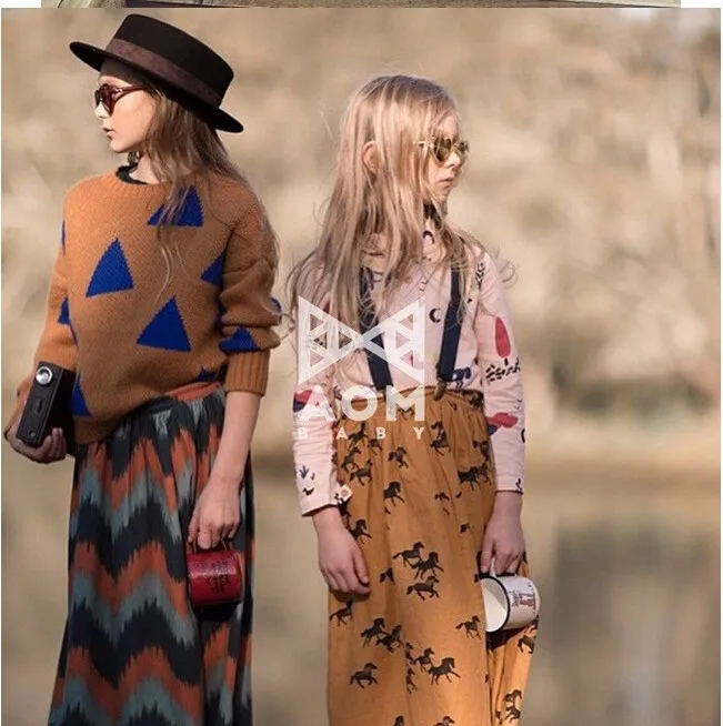 Boys Girls Triangle Sweater Autumn Casual Brand Style Children Knitwear Jumper Kids Knitted Clothing Fashion Girls Sweater