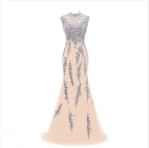 Color 8 Вечерние платья Erosebridal с блестящими кристаллами, официальная Женская одежда, вечерние платья с высоким воротником, vestido de festa DLR01 - Цвет: Color 8