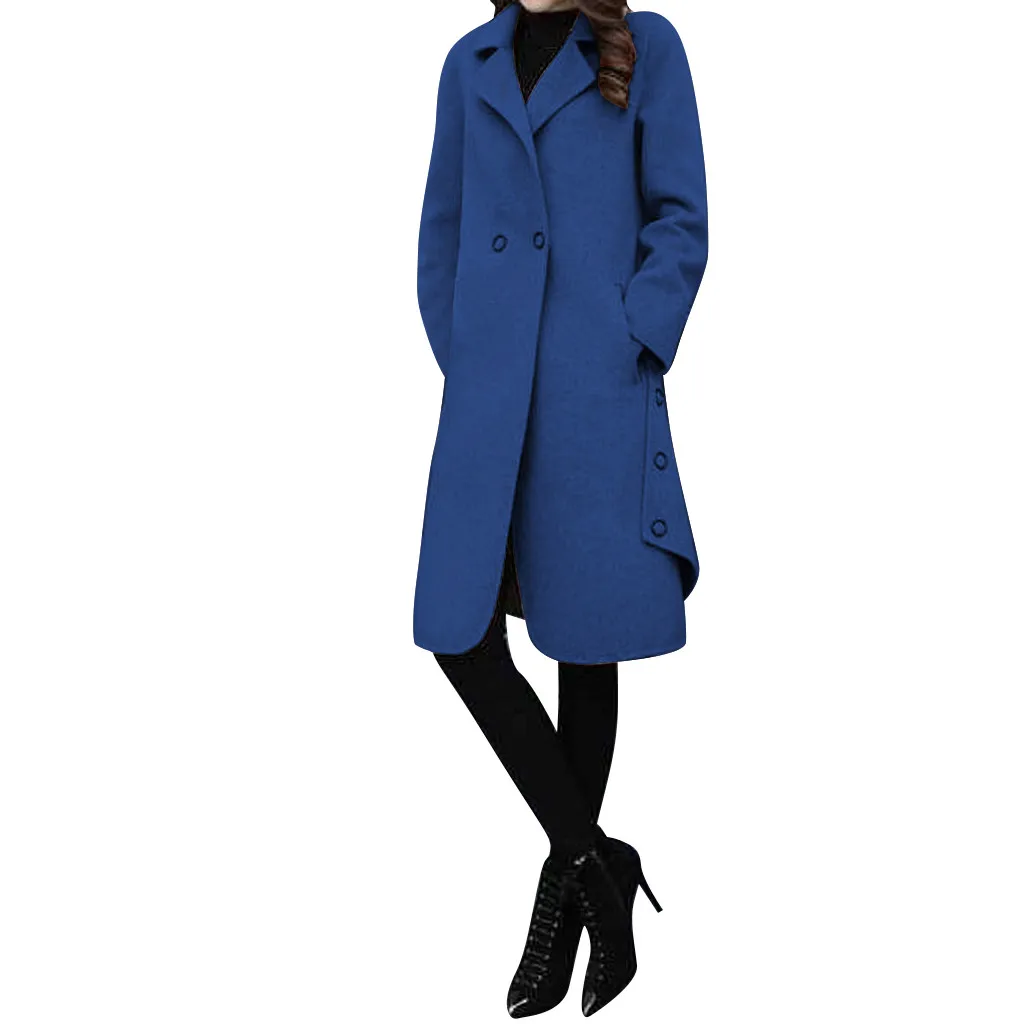 Women Outerwear Overcoat Autumn Winter Jacket New Fashion Long Woolen Coat Women Long Sleeve Slim Solid Female Wool Coats#108 - Цвет: NY