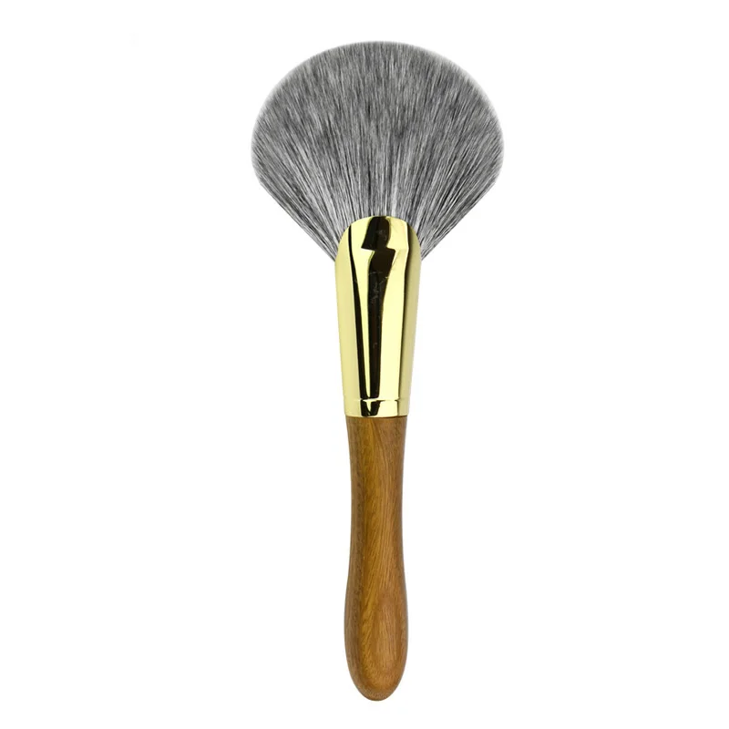 

1Pcs Large Fan-shaped Makeup Brush Loose Powder Brush Blush Application Wooden Handle Soft Makeup Tool
