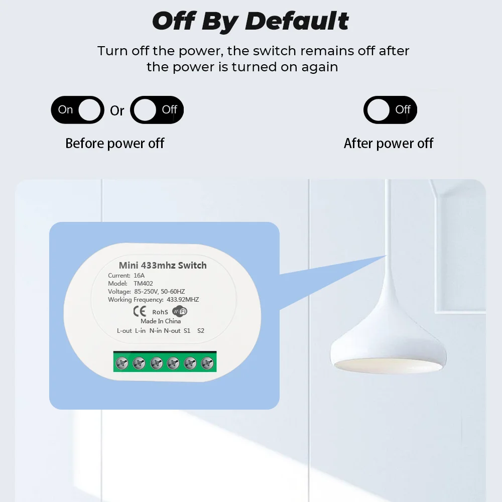 SMATRUL 16A Mini Smart Wireless Switch Light 433Mhz RF Module Home Electrical 2 Way Timing Control Wall On Off Breaker Led Lamp images - 6