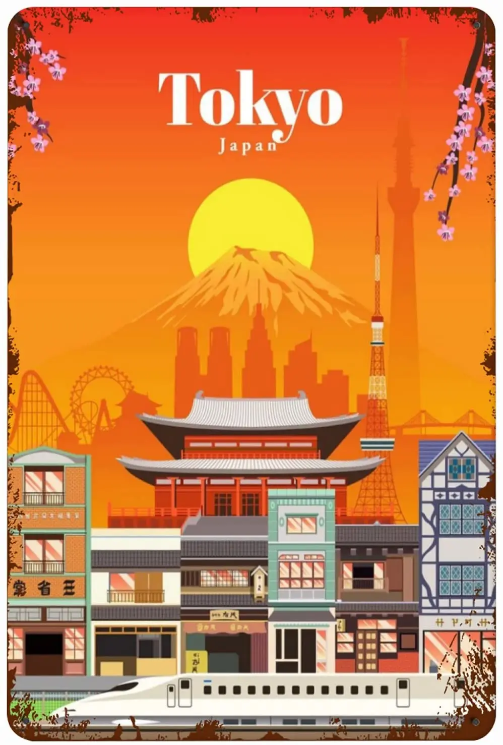 

kegill Travel to Tokyo Tin Signs Metal Vintage Pub Tin Sign Wall Decor for Bar Home Restaurants Cafes Office Gift Retro Posters