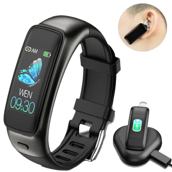 

TB02 Bluetooth Earphone Smart Bracelet 2 in 1 Noise Reduction with Mic 0.96" Heart Rate Blood Pressure Smart Band Music Headsets
