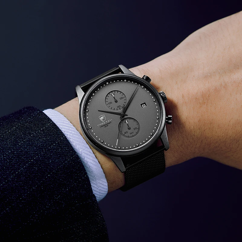 New Cheetah Brand Men Watches Chronograph Quartz Watch Men Stainless Steel Waterproof Sports Clock-5