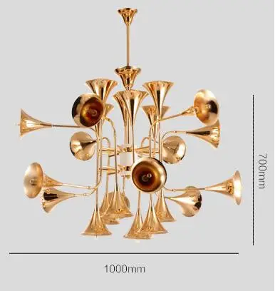 24 headsD100 X H70CM Нордическая пост-современная промышленная люстра в форме рожка американская гостиная Кофе Ресторан магазин одежды креативные Музыкальные инструменты - Цвет корпуса: 24 headsD100 X H70CM