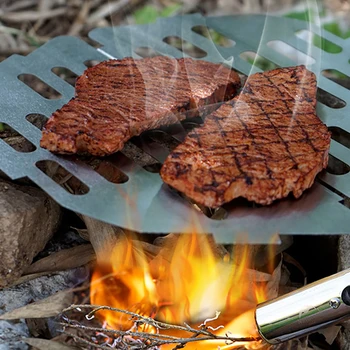 

Outdoor 304 Stainless Steel Baking Tray Folding Barbecue Board Camping Self-driving Barbecue Round Hexagonal Grilled Net