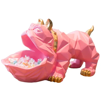 

Geometric Bulldog Storage Box Statue Animals Bird Figurine Sculpture Resin Art&Craft Candy Dish Key Storage Home Decoration R747