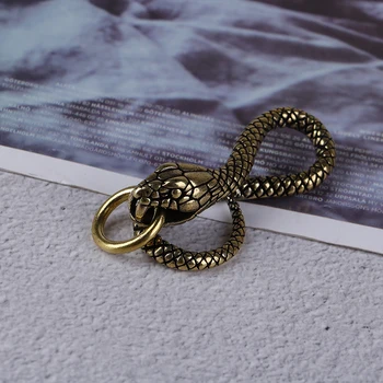 

1PC Vintage handmade Copper Chinese Zodiac Snake Keychains Pendants Retro