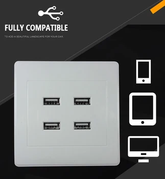 

4 Port USB Wall Charger Plate Coupler Outlet Power Socket Plug Panel DC 5V Great dropshipping USB Wall Charger Plate Coupler