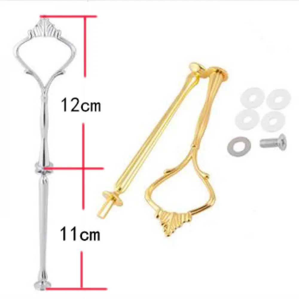 1 Set 2 or 3 Tier Cake Plate Stand Crown Handle Fruit Dish Pastry Plate Metal Fitting Wedding Party Silver/Gold