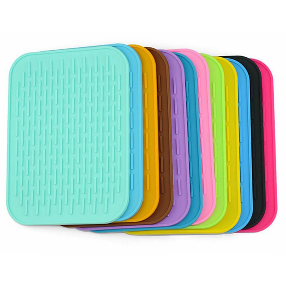 Rectangle Silicone Table Placemat Heat Resistant Drying Saucepan Dinnerware Mat Pad Dishes Cup Coaster Kitchen Accessories