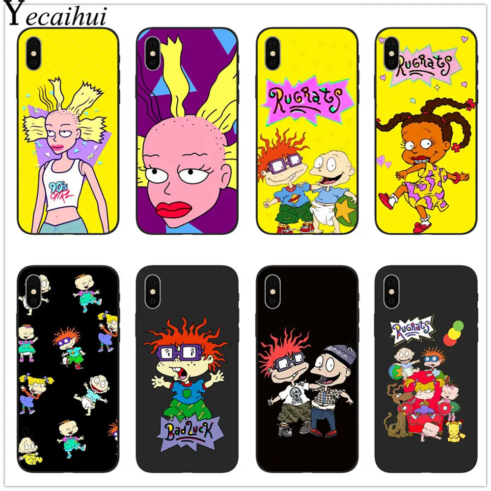 

Rugrats Cartoon Cute Soft TPU Black Silicone Case for iPhone X or 10 8 7 6 6S Plus 5 5S SE Xr Xs Max cover for iPhone 7 7Plus