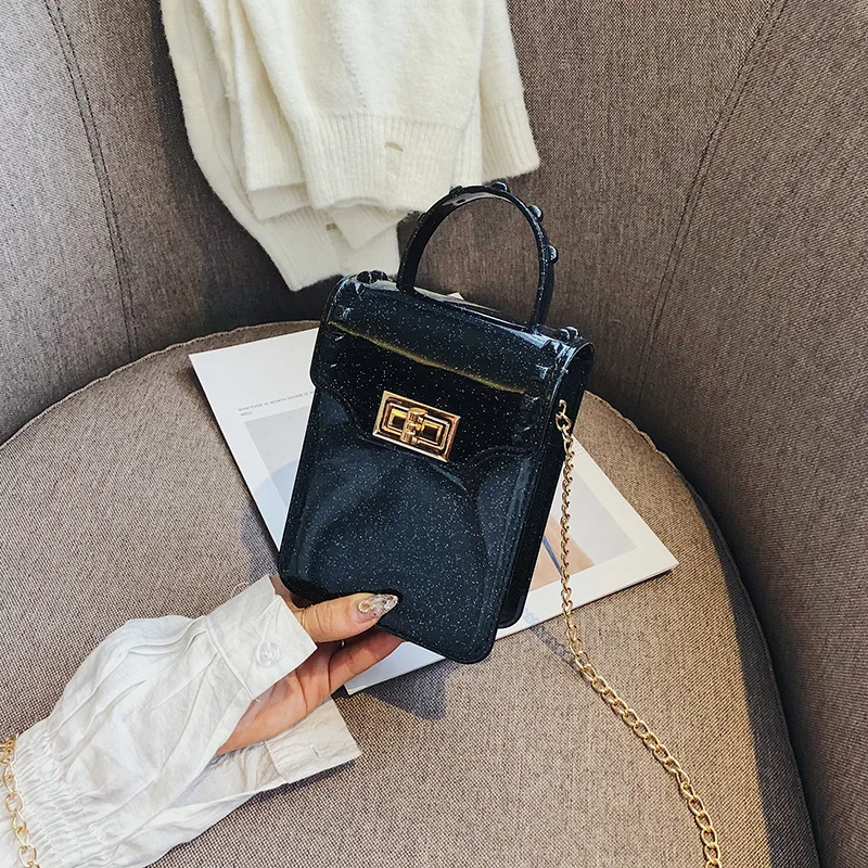 

Mini Bag Women's Summer New Style Korean-style Versatile Shoulder Transparent Jelly Square Sling Bag Delicacy Mobile Phone Bag